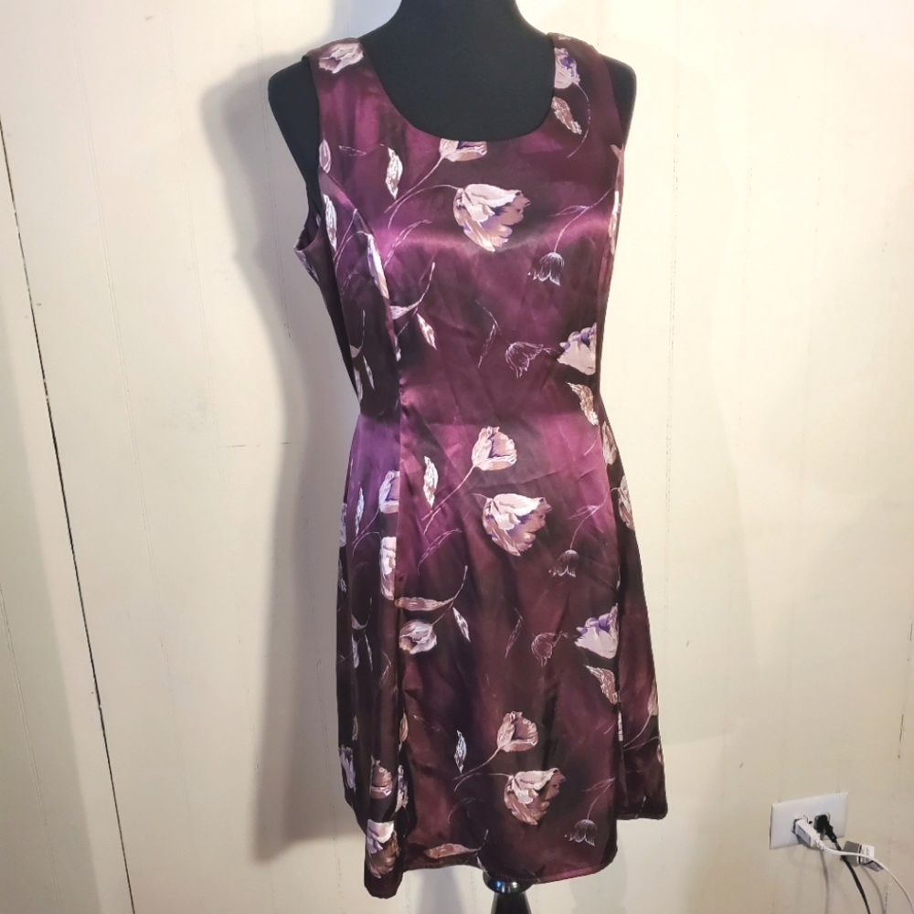 Vintage Alesia Purple Floral Mini Tank Dress Grunge Skater Delias 13/14